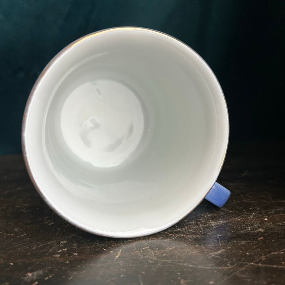 Vintage Currier & Ives The Homestead In Winter Blue Porcelain Shaving Cup Mug - Picture 6 of 7